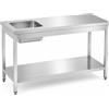 Ristotecno Tavolo in acciaio inox con ripiano di fondo e vasca saldata su piano, profondità 70 cm - 70x70x85H - Vasca SINISTRA - AISI 430