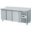 Tavolo CONGELATORE 3 porte con alzatina, 420 Lt. Acciaio inox. -18°/-22°C. - Cm. 179,5x70x85H.