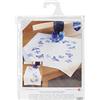 VERVACO Ricamo Punto Croce Kit Prestampato Tovaglie Farfalle Blu Biancheria da Tavola Set Fai da Te Creativo 80 x 80 cm Kit Hobby Creativi Adulti Casa Decor Cross Stitch Embroidery