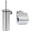 Tiger Boston Set combinato Portarotolo con scopino, Acciaio Inox spazzolato