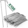 WUNDERGARDEN Set di 100 Picchetti per Fissaggio a Terra Inossidabili per Teli da Pacciamatura, per Fissaggio di Tessuto Anti-Erbacce, Pellicola Anti-Erbacce o per Campeggio - 150 x 25 mm - Ø 2,7 mm