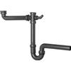 Cornat Rezyklat T353108R - Sifone tubolare per doppio lavello, 1 1/2 pollici x 40 mm, con attacco per dispositivi, realizzato in plastica riciclata, made in Germany, qualità/sifone / T353108R