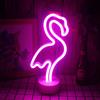 Wanxing Insegne al neon di fenicotteri rosa con luci al neon a led di base Luce USB/batteria Luce notturna per camera dei bambini Ragazza Camera da letto Tavolo Decorazioni per feste di Natale