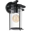 Eglo Valdeo Lampada da parete per esterni, lampada da esterno a 1 luce, applique in acciaio zincato nero, vetro trasparente, attacco E27, IP44