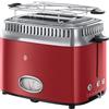 Russell Hobbs Tostapane - 2 Fette - Display per il conto alla rovescia in design retrò - Acciaio Inox Color Rosso; 6 livelli di Doratura; Funzione di Scongelamento; 1300 W, Retro Vintage 21680-56