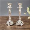 Sziqiqi Set di 2 Candelieri Candelabri Candelabro Portacandele in Argent Cromato Metallo per Soggiorno Tavolo da Pranzo Centrotavola Creativo, Argent