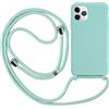 MEVIS Cover compatibile con iPhone 11 Pro,Collare per Custodia Collari per cellulare Sottile Antiurto Regolabile Lanyard Case-Verde Chiaro