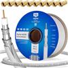 HB-Digital - Cavo satellitare coassiale HQ-135 PRO, 130 dB, schermatura quadrupla per impianti DVB-S/S2 DVB-C e DVB-T BK, incluso set di 10 connettori F dorati 100m