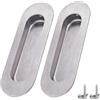 NewZC 2 maniglie per porte scorrevoli a incasso, in acciaio inossidabile, maniglie per porte a scomparsa, color argento, rettangolari, per cassettiera, armadio, armadio, porta del fienile, con vite