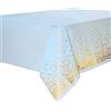 Duocute 4 Pezzi Tovaglia per Feste Blu e Oro Usa e Getta per Tavolo Rettangolare, Copritavolo Rettangolare con Coriandoli a Pois Dorati per BabyShower, Compleanno Ragazzo, Tea Party, 137 cm x 274 cm