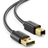 deleyCON 2m Cavo Dati USB 2.0 - da USB A Maschio a USB B Maschio - per Stampanti e Scanner - Nero