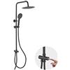 Ibergrif M20706B Colonna Doccia Senza Miscelatore Nera, Doccia Soffione Completo Inverter, Set Doccia con Soffione, Doccetta, Asta per Doccia Regolabile a Muro, Tubo, Supporto, Cromo, Argento