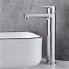 Gricol Rubinetto per Lavabo da Bagno con Maniglia Quadrata in Ottone Miscelatore a Freddo e Caldo con Monocomando Cromo Alto Argento
