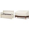 Keter Cassapanca Eden Banca Beige con Seduta Marrone 265 Lt in Resina, 140x60x84 cm & Amazon Basics Telo di copertura sagomato per panca a 3 posti