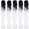 Cybelleza Treccine Extension Capelli Sintetici per Treccine Africane 5 Ciocche Trecce Jumbo Braiding Hair (Nero&Bianca)