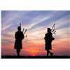 Wee Blue Coo Photo Mock Up Silhouette Sunset Scottish Pipers Wall Art Print Fotografia finto Tramonto Scozzese Parete