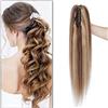 SEGO Coda Capelli Veri Extension Clip Pinza Cavallo Ponytail Naturale Remy Human Hair Lisci 35cm Fascia Unica 105g - # Castano Cioccolato balayage Biondo Scuro