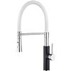 Ibergrif M22115B-3 Rubinetto Lavello Cucina, Rubinetto Cucina con Doccetta Estraibile, Miscelatore Lavello con Bocca Flessibile, Miscelatore Cucina Rotazione a 360°, Monocomando 3/8, nero-bianco