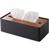 Yamazaki 7729 RIN Tissue Case, black, Wood/Steel, 26 x 13 x 8.2 cm