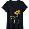 Regalo mamma gatto girasole gatto Donna Best Cat Mom Ever Girasole Mamma Gatto Festa della Mamma Maglietta con Collo a V