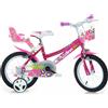 DINO BIKES Bici per Bambini 3-6 Anni Bicicletta 12 Pollici Girl Fuxia