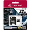 Transcend Scheda MicroSD Transcend 32GB classe 10 + adattatore UHS-I [TS32GUSDU1] [B0242677]