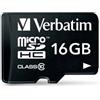 Verbatim 16GB Scheda MicroSD Verbatim 44082 Micro SDHC Class 10 [44082]