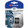 Verbatim 64GB Scheda Micro SDXC Verbatim Pro Class 10 UHS-I incl adattatore [47042]