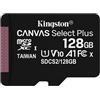 Kingston 128GB Scheda microSDXC Kingston canvas select plus 100R A1 C10 card + ADP [SDCS2/128GB]