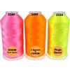 New brothread Set di 3 Neon (Fluorescente) Colori poliestere filo di ricamo macchina grande bobina 5000M per tutte le macchine da ricamo