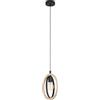 EGLO lampada a sospensione Basildon, vintage, industriale, retrò, acciaio e legno in nero, naturale, lampada da tavolo da pranzo, lampada a sospensione da soggiorno con attacco E27