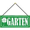 Schatzmix Blechschild Garten (gr. Schild m. Kleeblatt) Metallschild 27x10cm Deko m. Kordel Targa di Metallo da Parete, Lamiera, Multicolore, 27x10 cm
