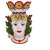 CERAMICHE CALTAGIRONE Testa di moro in Ceramica Siciliana di Caltagirone Donna Ruote cm 30