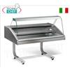 VETRINA ESPOSITIVA REFRIGERATA su SUPPORTO CON RUOTE, versione con VETRO CURVO, STATICA, temperatura +2 +6C, Linea VR2005, completa di unit refrigerante, illuminazione e gabbia di legno, V.230 1, Kw.0,441, dim.mm.1500x990x1235h