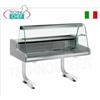 VETRINA ESPOSITIVA REFRIGERATA su SUPPORTO CON RUOTE, versione con VETRO CURVO, STATICA, temperatura +4 +6C, Linea VR2000, completa di unit refrigerante, illuminazione e gabbia di legno, V.230 1, Kw.0,441, dim.mm.1500x930x1255h