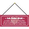 Schatzmix - Targa in metallo con scritta in lingua tedesca Ich Liebe Dich zu Sagen in lingua tedesca, 27 x 10 m, con cordoncino, in metallo, multicolore, 27 x 10 cm