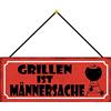Schatzmix Blechschild Grillen Ist Männersache Metallschild 27x10cm Deko Tin Sign m. Kordel Targa di Metallo da Parete, Lamiera, Multicolore, 27x10 cm