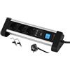 Electraline 62559 Base Multipla per Tavolo da Lavoro Schuko + 3 Porte 3.4A, 2M, Fissaggio con 2 Supporti Inclusi, Colore Metallico, 3 Prese + 3 USB