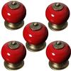 Voarge Aestm - Pomello tondo in ceramica per armadio/cassetto, in porcellana, colore: rosso