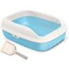 BPS BUENA PET SHOP BPS Vassoio Sanitario per Gatti e Gattini Lettiera Aperta in Plastica, per Animali Domestici con Paletta Misure 40,5 x 30 x 13,8 cm