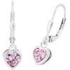 Prinzessin Lillifee Orecchini in Argento 925 Gioielli da orecchio per bambine, con zirconi sintetici, 2,1 cm, Argento, cuore, in confezione regalo, 9081905