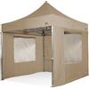 RAY BOT Gazebo pieghevole 3x3 beige TOP professionale con finestre. PVC 350g