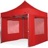 RAY BOT Gazebo pieghevole 3x3 rosso Exa 45mm alluminio TOP con finestre PVC 350g