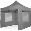 RAY BOT Gazebo pieghevole 3x3 grigio Exa 45mm alluminio con finestre PVC 350g