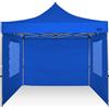 RAY BOT Gazebo pieghevole 3x3 blu professionale con finestre. PVC 350g