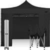 RAY BOT Gazebo pieghevole 3x3 nero gambo 40x40 con laterali. PVC 350g