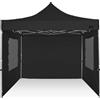 RAY BOT Gazebo pieghevole 3x3 nero professionale con finestre. PVC 350g