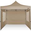 RAY BOT Gazebo pieghevole 3x3 beige professionale con finestre. PVC 350g