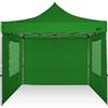 RAY BOT Gazebo pieghevole 3x3 verde professionale con finestre. PVC 350g