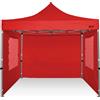 RAY BOT Gazebo pieghevole 3x3 rosso gambo 40x40 senza laterali. PVC 350g